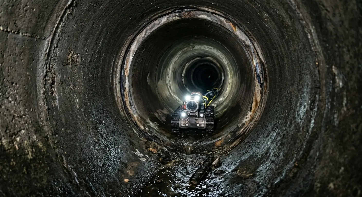 Robotic sewer camera inspecting pipe interior for Sewer Line Repair in Mantua
